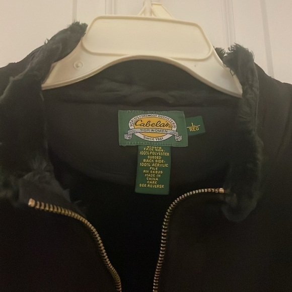 Cabela’s  Black Soft Faux Suede full zip pile Sherpa  lining  Coat in Large - Picture 4 of 10